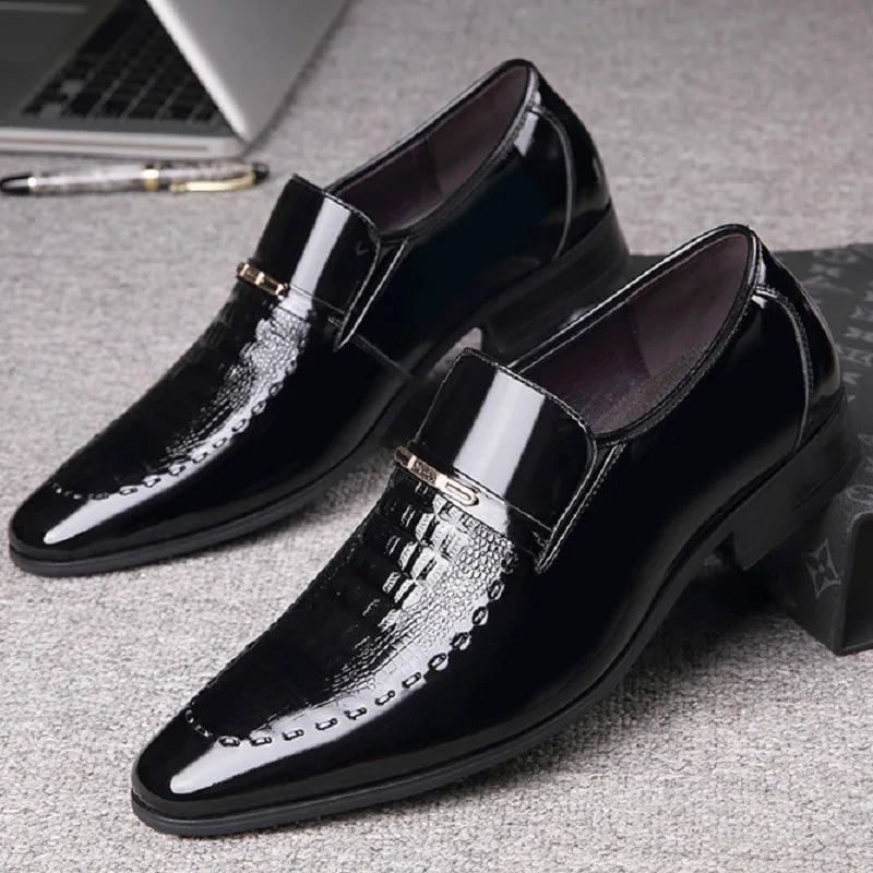 Zapatos de negocios de lujo para hombre, punta estrecha. 